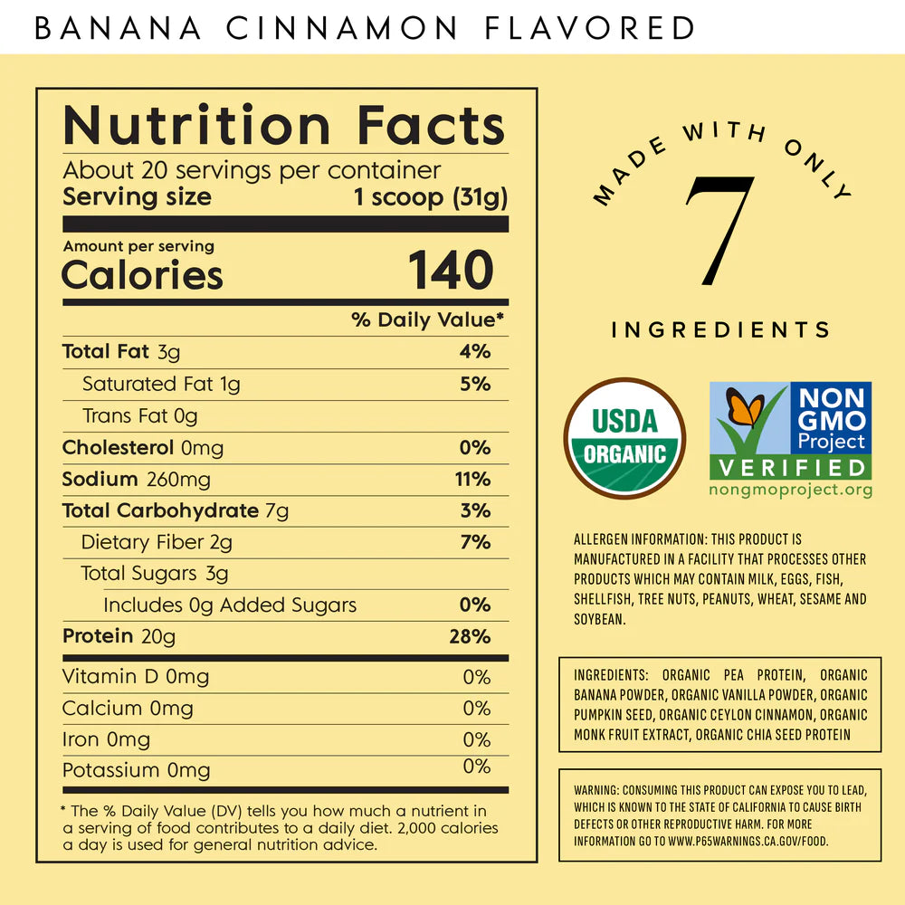 Banana Cinamon Plant Based Protein Powder